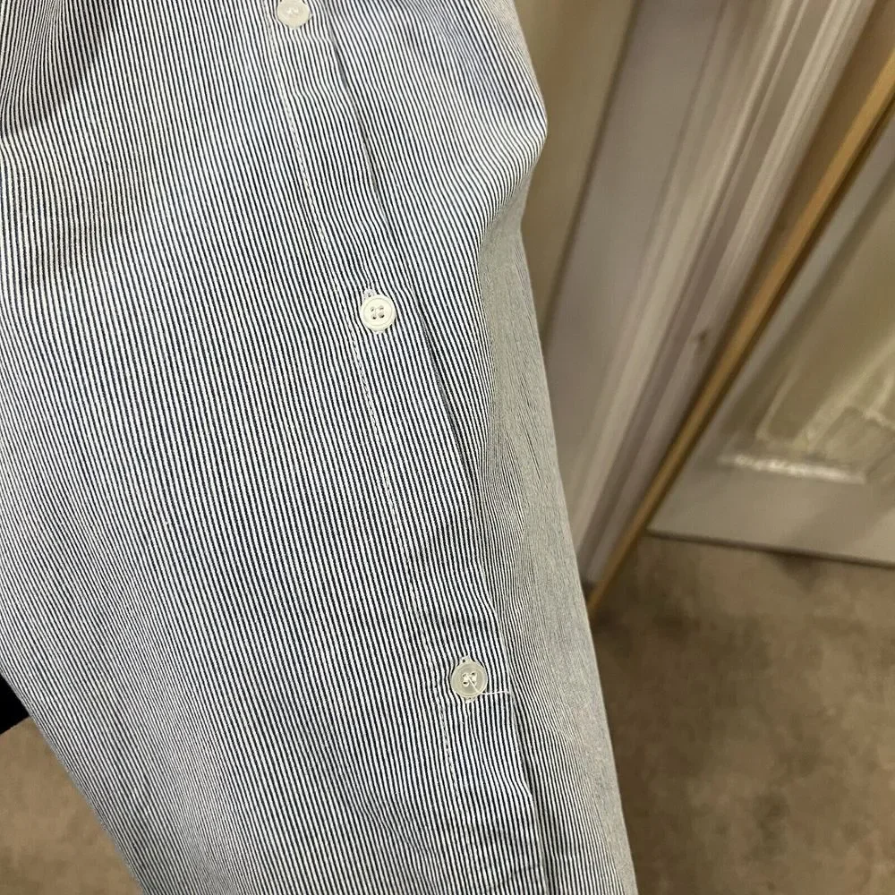 Kiki Shop Blue And White Striped Shirt Stress With Hidden Buttons 3/4 Sleeves SM